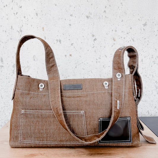 BROWN MESSENGER DENIM BAG