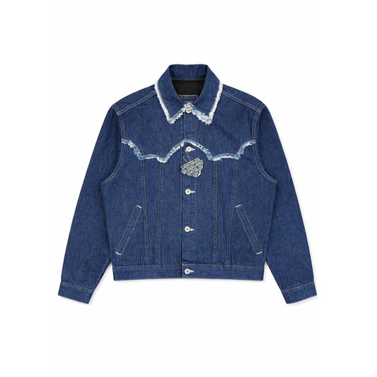QLOUDLIGHT Balloon Jacket front view — 12oz Japanese selvedge denim, made in France, Pantin