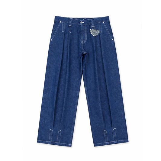 QLOUDLIGHT Balloon Pants front view — 12oz Japanese selvedge denim, made in France, Pantin