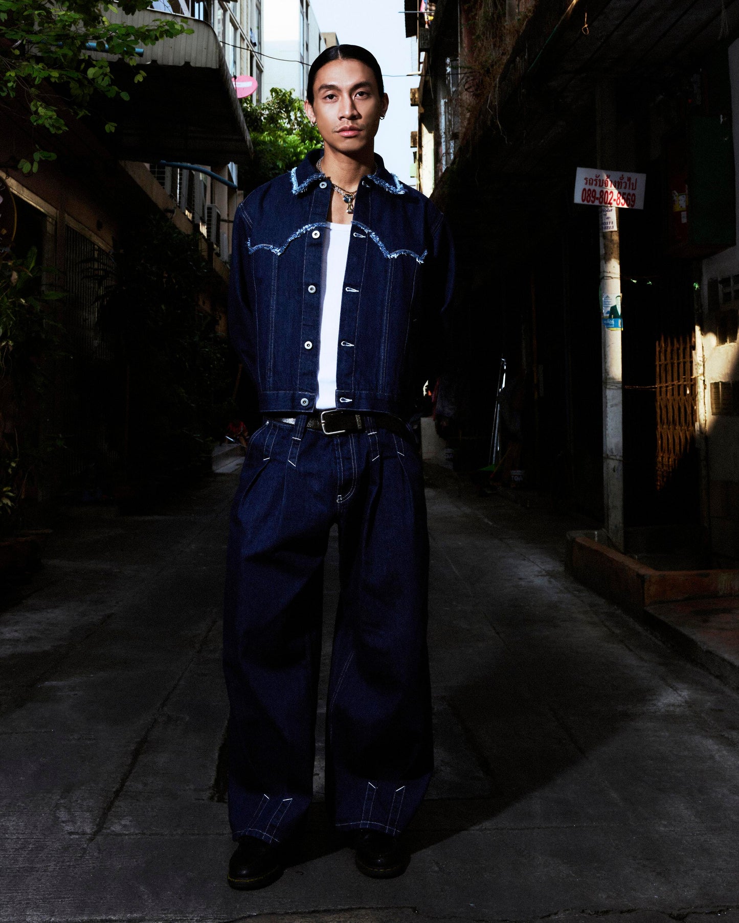 QLOUDLIGHT SS26 Balloon Pants worn — limited edition selvedge denim, made in France