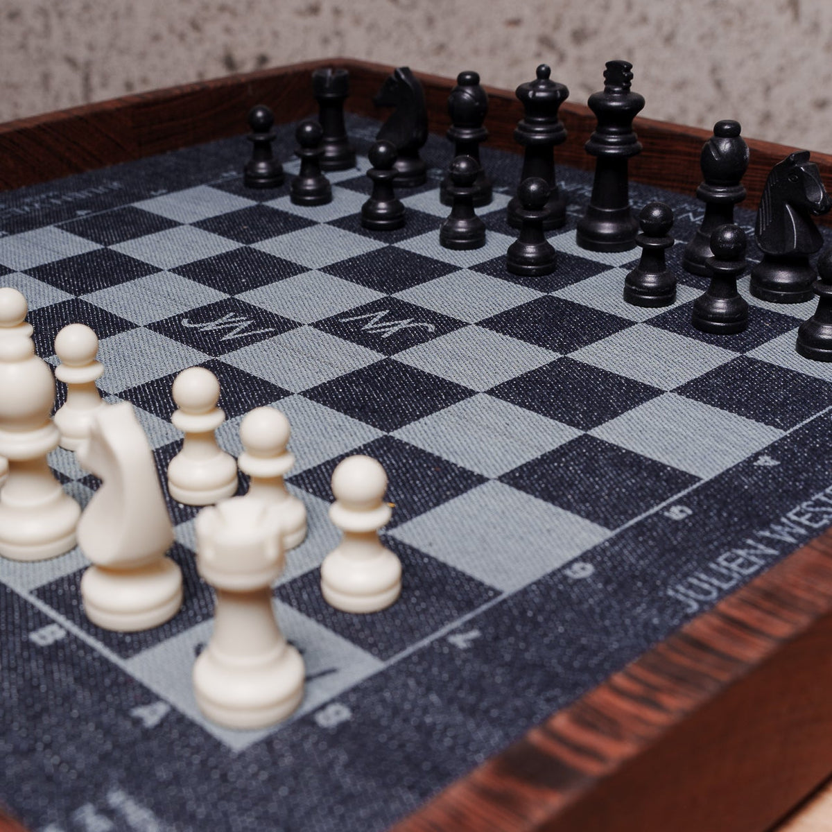 WENGE & DENIM CHESS BOARD